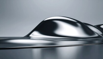 Aufkleber - Abstract Chrome Landscape Of Melting Metallic Terrain With Fluid Industrial Textures And Soft Lighting