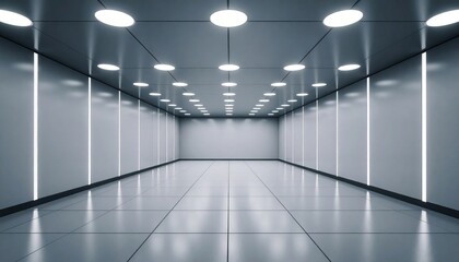 Aufkleber - Futuristic Interior Design Featuring Symmetrical Bright Lighting And Minimalist Architecture