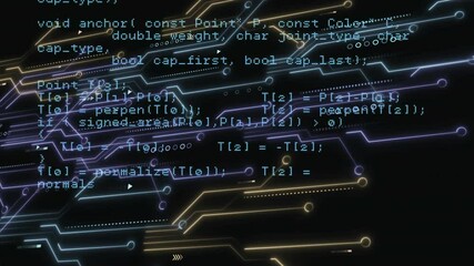 Poster - Animated circuit backdrop opening and scrolling C++ code revealing HTTP requests, response logic