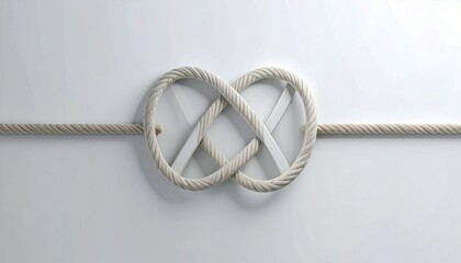 Poster - Intricate Rope Infinity Knot On White Backdrop Minimalist Design Conceptual Geometric Pattern