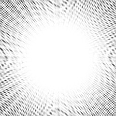 Aufkleber - Halftone texture dot radial background, cartoon comic retro pop art dot border, halftone shadow