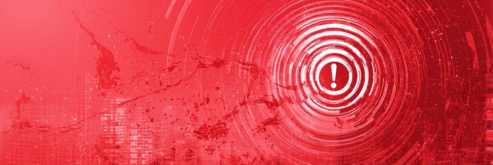 Aufkleber - Digital Representation of Red Alert Siren in a Faded Technology-Inspired Background