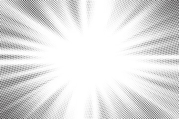 Poster - Transparent PNG available Halftone gradient sun rays pattern. Abstract halftone vector dots background. monochrome dots pattern. Vector background in comic book style with sunburst rays and halftone. 
