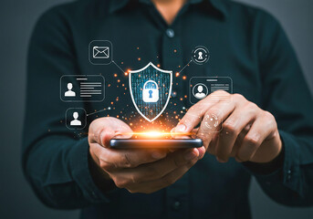mobile phone security and data protection concept