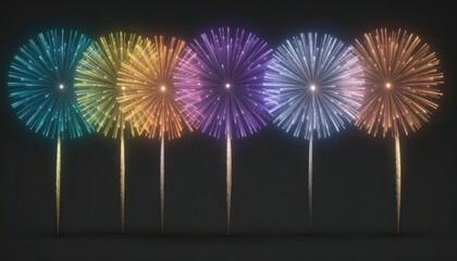 Poster - Vibrant Fireworks Display In Explosive Burst Against Dark Backdrop with Colorful Gradient Lighting