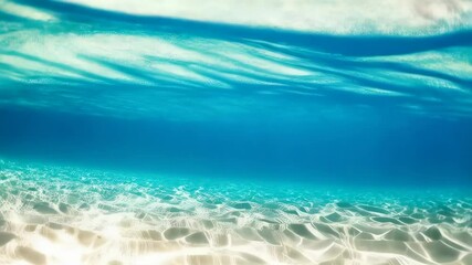Poster - Aquatic tranquility featuring crystal blue water cascading over pristine white sandy ocean floor creating a serene underwater view.