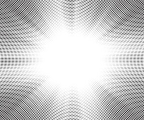 Poster - Transparent PNG available Halftone gradient sun rays pattern. Abstract halftone vector dots background. monochrome dots pattern. Vector background in comic book style with sunburst rays and halftone. 