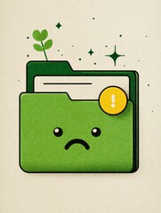 Aufkleber - Folder Icon Depicting Sadness With Error Badge and Clear Upper Margin, Featuring a Unique Design That Conveys Disappointment and Frustration