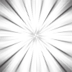 Leinwandbilder - Halftone texture dot radial background, cartoon comic retro pop art dot border, halftone shadow