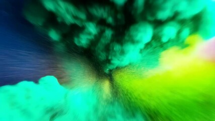 Poster - Vibrant explosion of colored dust particles with a dynamic burst creating a mesmerizing visual effect, multicolored abstract artistic powder cloud.