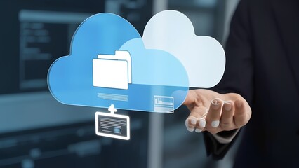 Poster - Cloud storage solutions revolutionizing business operations office environment digital content modern viewpoint data management