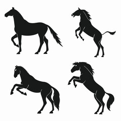 Fototapete - Silhouette illustrations of horses in various poses demonstrating grace and dynamic movement