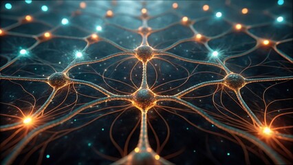 Fototapete - Neural Circuits with Flowing Patterns of Chemical Connections