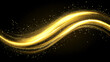 © yun visual - Golden light trails swirl on a dark background, creating a dynamic, glowing wave effect. Perfect for digital art, festive themes, and luxury designs.
