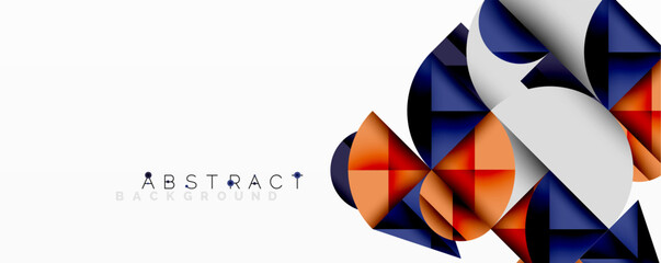 Poster - Modern abstract design features geometric shapes, vibrant colors, white space. Dynamic composition creates visual interest.