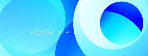Poster - Abstract blue background. Overlapping circles create dynamic visual effect. Modern design elements present smooth gradients.