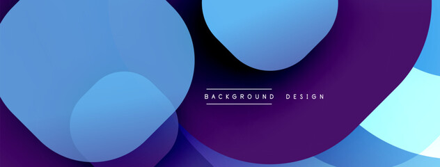 Poster - Abstract design features overlapping blue, purple circles. Gradient colors create dynamic visual effect. Minimalist text present.
