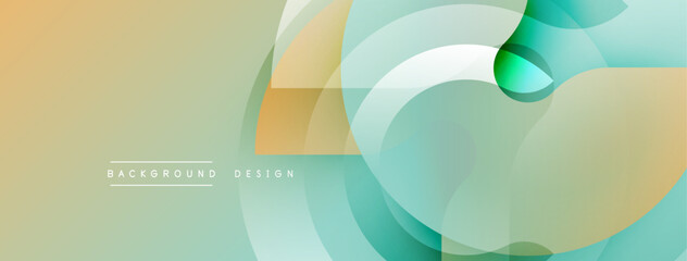 Poster - Abstract geometric design. Soft color palette blends beige, green, turquoise. Overlapping circles create modern visual texture.