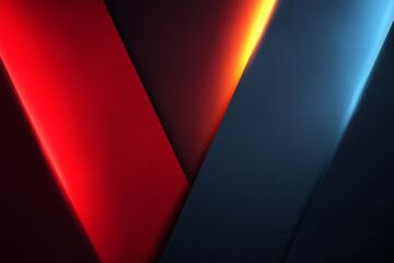 Aufkleber - Abstract background with bold red and blue angular shapes, glowing edges, modern dynamic energy