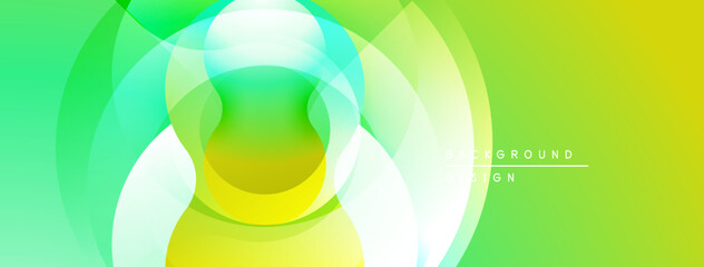 Poster - Abstract vibrant background. Overlapping circles create dynamic visual effect. Green, yellow, turquoise hues blend seamlessly. Modern design element.