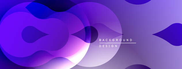 Leinwandbilder - Abstract purple background. Overlapping circles create dynamic visual effect. Modern design, smooth gradients, vibrant colors.