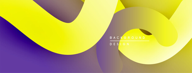 Poster - Abstract flowing shapes, vibrant yellow, purple hues. Modern design, layered effect creates depth, smooth transitions.