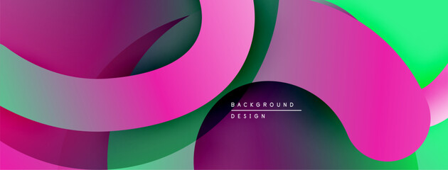 Poster - Abstract fluid shapes overlap, creating vibrant gradients. Pink, green, purple hues dominate composition. Modern design element.