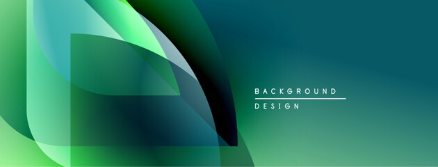 Poster - Abstract design features flowing shapes, gradients. Teal, green hues dominate composition. Minimal text present, modern aesthetic.