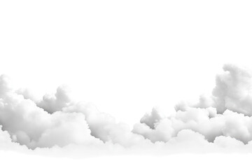 Aufkleber - A grayscale digital illustration of a cumulus cloud formation against a black background, appearing soft and fluffy