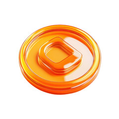 Aufkleber - Glossy orange circular emblem featuring a recessed, similarly hued, square-like letter 