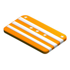 Poster - Isometric view of an orange and white striped rectangle with white stars, possibly a mat or pad