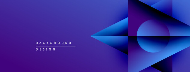 Leinwandbilder - Abstract purple background design features geometric shapes, gradients, dynamic lines. Modern visual element for presentations, websites.