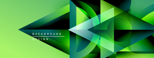 Poster - Abstract geometric design. Vibrant green hues blend, creating dynamic shapes. Modern aesthetic, suitable for backgrounds, presentations.