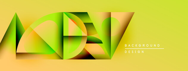 Aufkleber - Abstract geometric shapes overlap, creating vibrant yellow, green gradients. Modern design elements suggest dynamic visual experience.