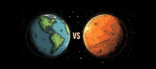 Aufkleber - Mars versus earth. Science education. Generative AI technology.