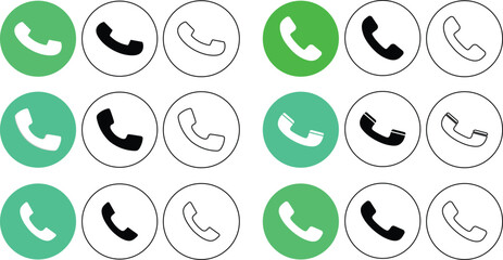Poster - Collection of phone icons in various colors and outlines for communication or contact concepts