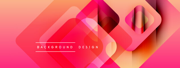 Aufkleber - Abstract geometric shapes overlap, creating vibrant pink, orange gradient. Text reads background design. Modern visual composition.