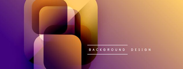 Fototapete - Abstract geometric shapes blend purple, orange hues. Modern design evokes dynamic energy, smooth transitions. Background suggests innovation, creativity.