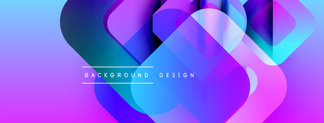 Poster - Abstract fluid shapes overlap, creating vibrant gradients. Blue, purple hues dominate design, modern aesthetic. Minimal text present.