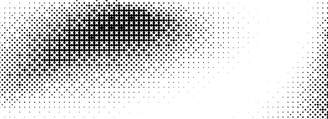 Poster - Pixelated bitmap texture. Black dither pattern wallpaper. Abstract glitch gradient pattern. 8 bit video game background. Wide raster screen backdrop. Vector halftone rasterized overlay cover