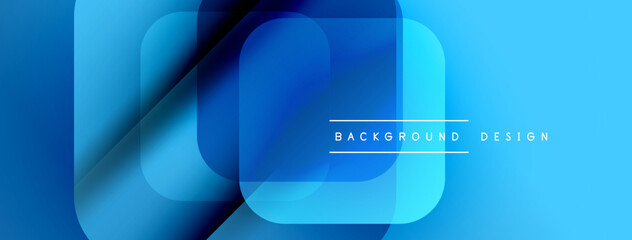 Leinwandbilder - Abstract blue shapes overlap, creating dynamic gradient effect. Modern design suitable for banners, presentations. Smooth transitions visible.