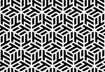 Poster - Abstract geometric pattern. A seamless vector background. White and black ornament. Graphic modern pattern. Simple lattice graphic design.