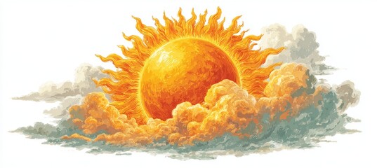 Wall Mural - retro sun art illustration. science galaxy astronomy education. generative ai technology.
