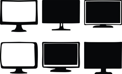 Poster - Collection of Computer Monitors or TVs in Various Styles in Black and White
