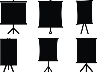 Poster - Collection of Black Silhouette Presentation Board Illustrations on White Background