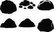 © PixelArtBox - Silhouette of assorted rocks and stones in black and white illustration