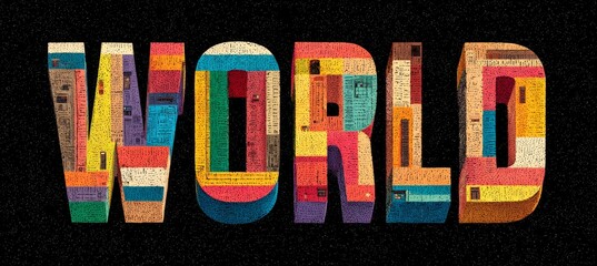 Poster - World word sign on dark background. Generative AI technology.