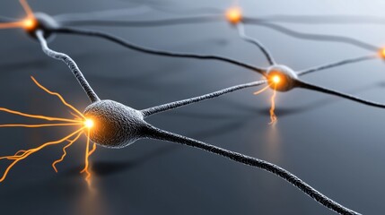 Poster - A close up view of the complex neural network within the brain showcasing the intricate connections and electrochemical signals between neurons and synapses