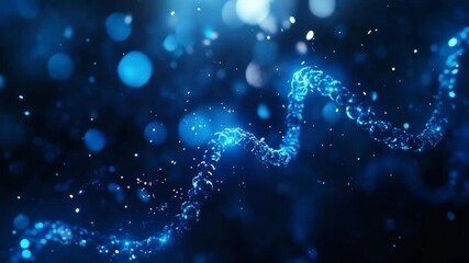 Poster - Abstract Particle Chain Flowing in Deep Blue Space, Technology and Innovation