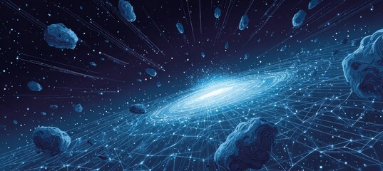 Wall Mural - space asteroid and galaxy. generative ai technology.